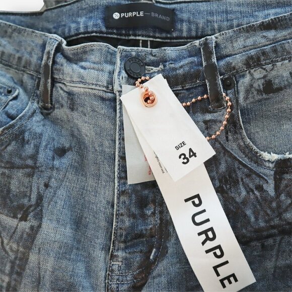 Purple Brand Indigo X-Ray Jeans with Black Foil Low Rise Skinny NWT New 34 - Picture 8 of 8